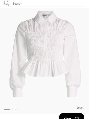 Rails White Smocked Button-Front Collared Shirt